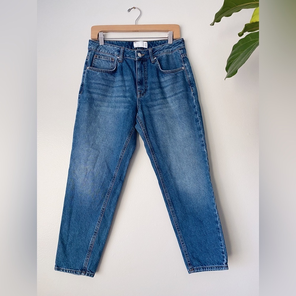 ASOS High Waisted Rise Tapered Relaxed Denim Jeans Classic Medium Wash 30 VTG - Picture 2 of 9